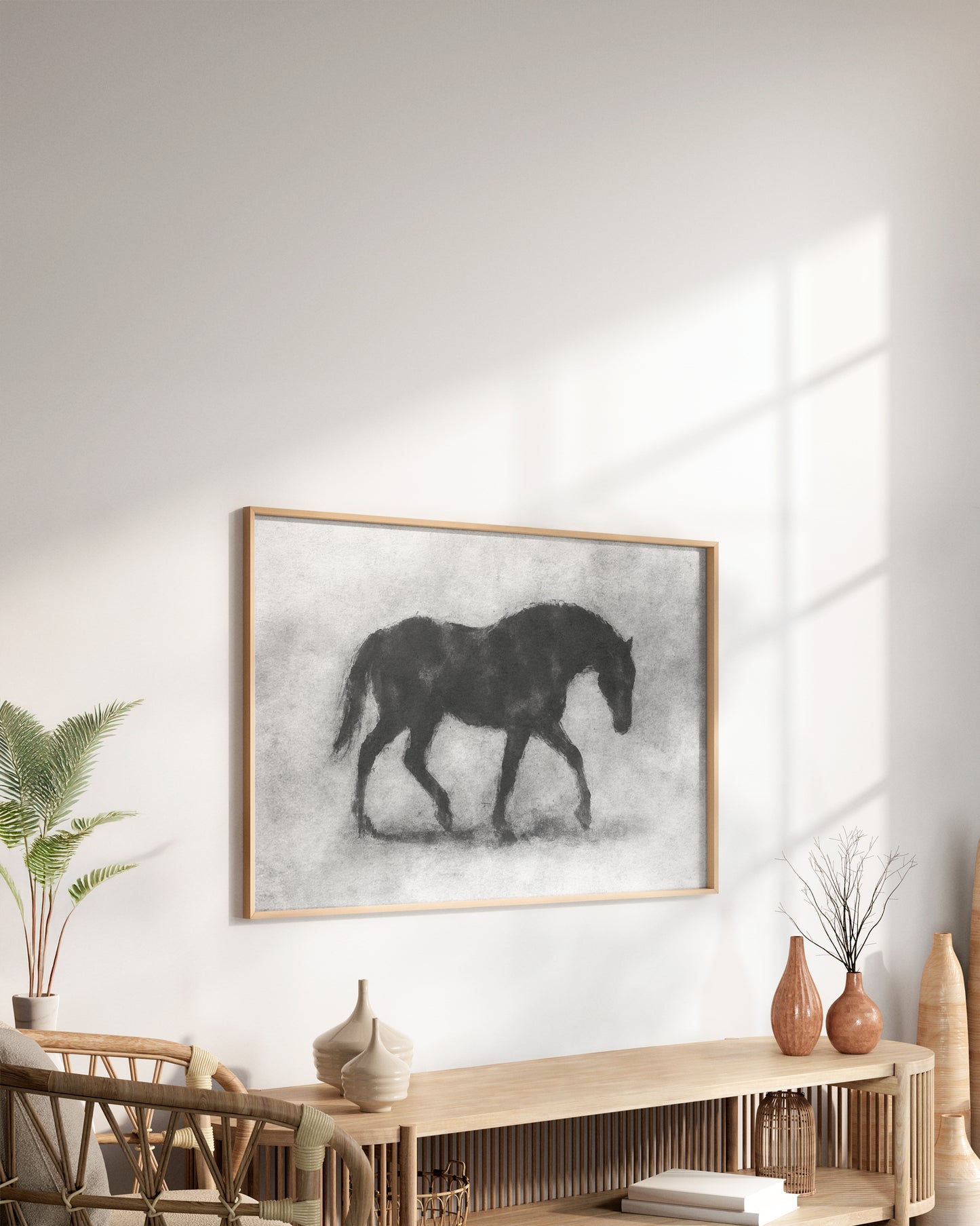 Cuadro de animales ilustrados en tinta sobre fondo blanco