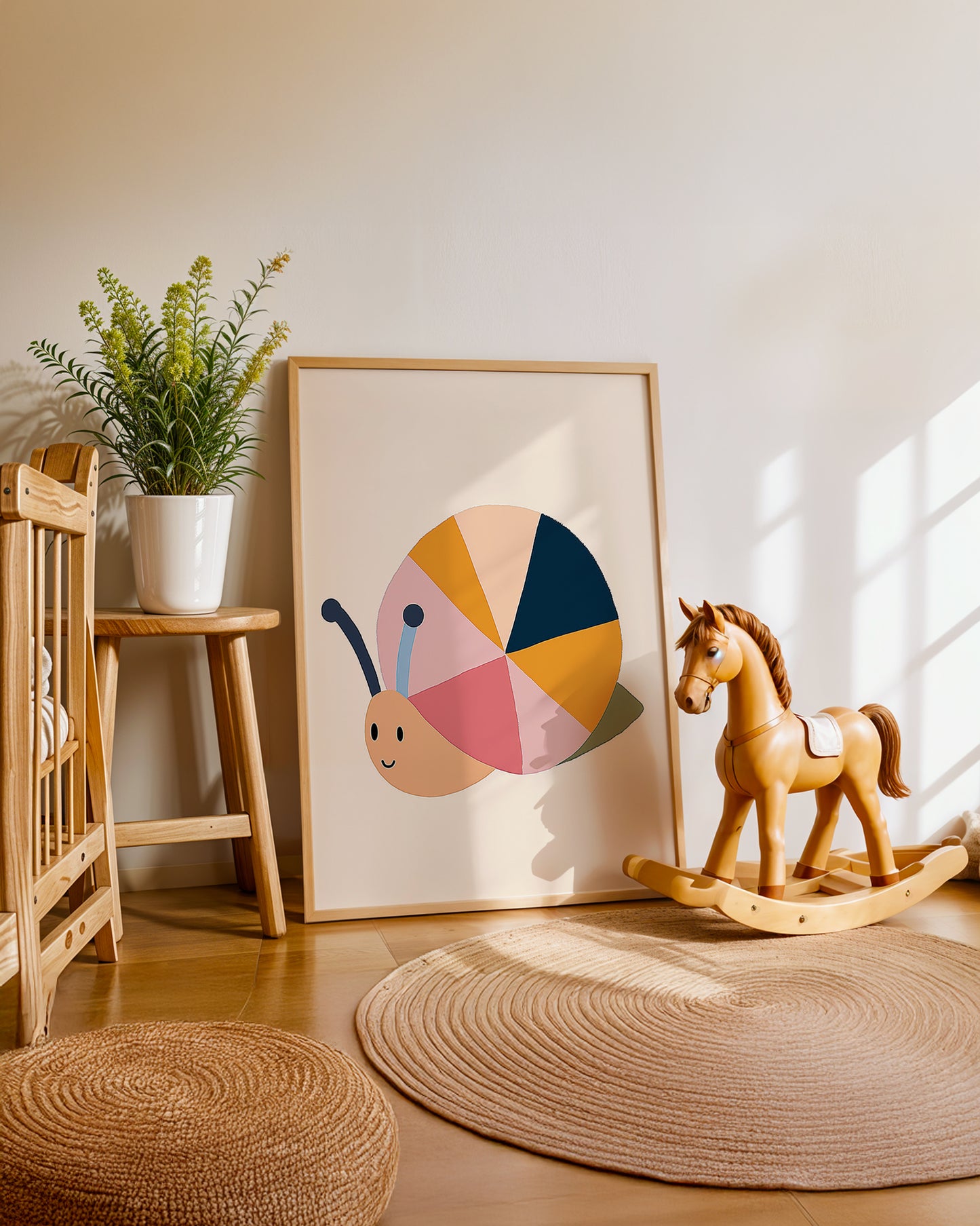 Ilustración infantil de caracol colorido simpático