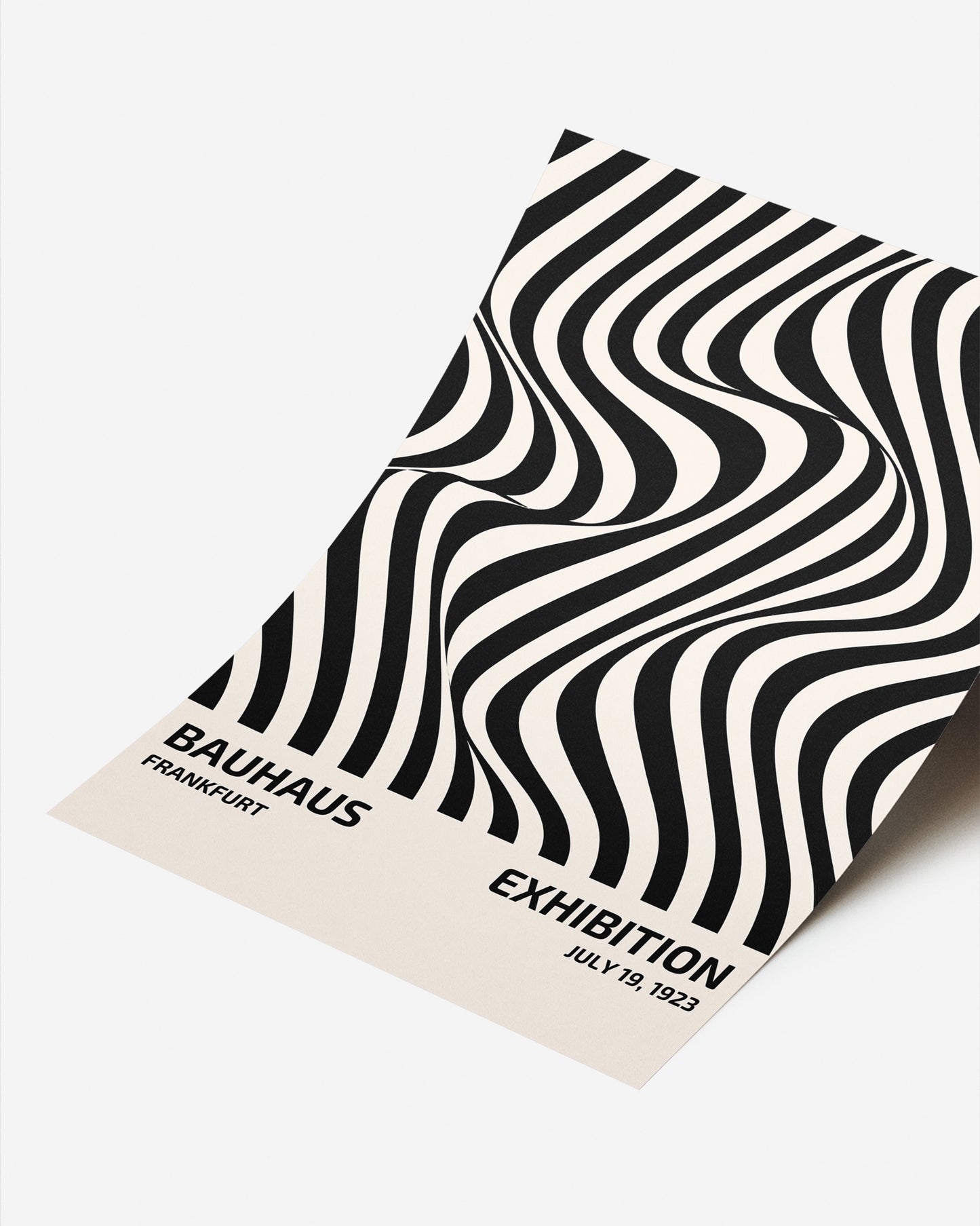 Cuadro Bauhaus con patrón de formas curvas negras repetidas