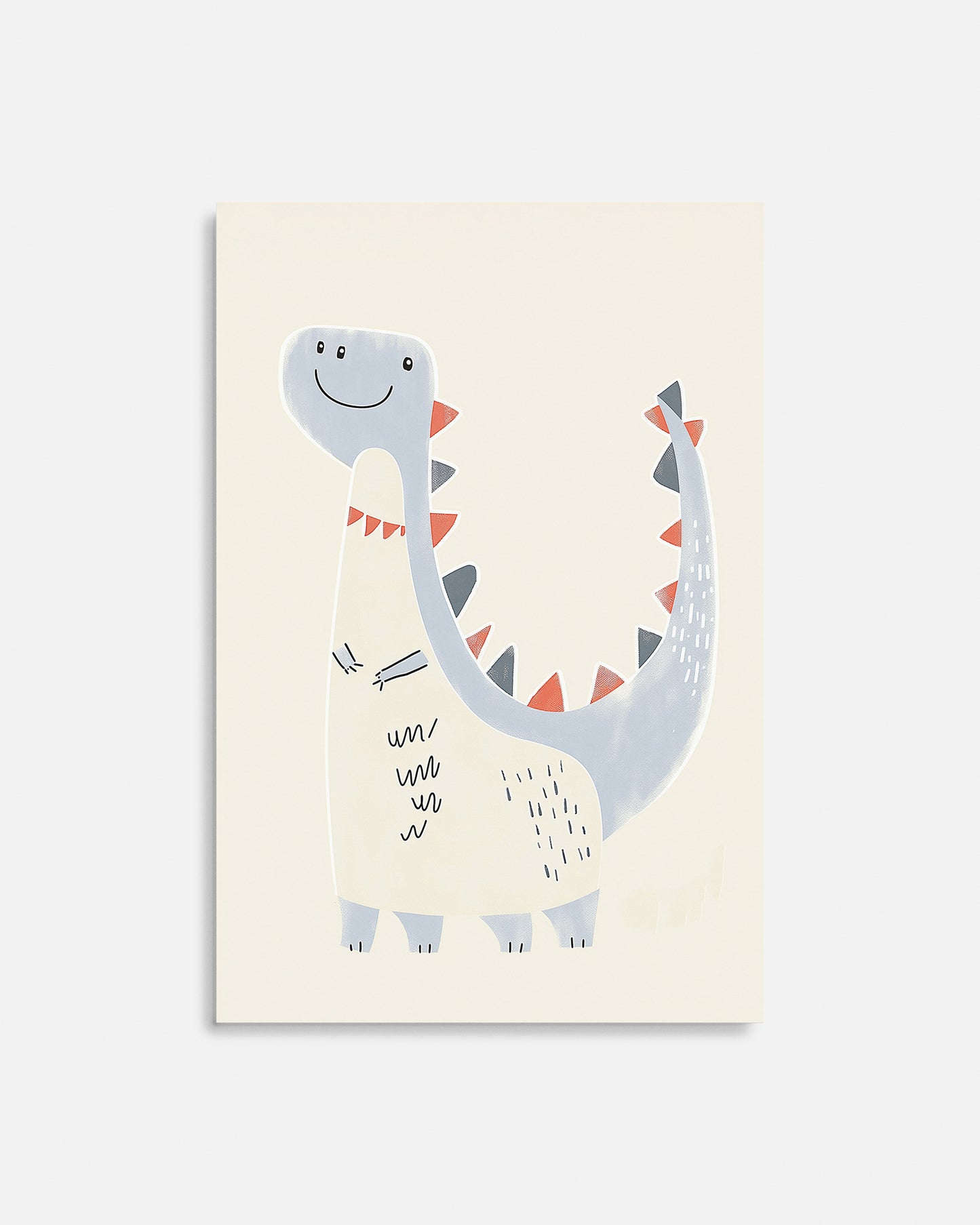 Ilustración infantil de dinosaurio azul sonriente