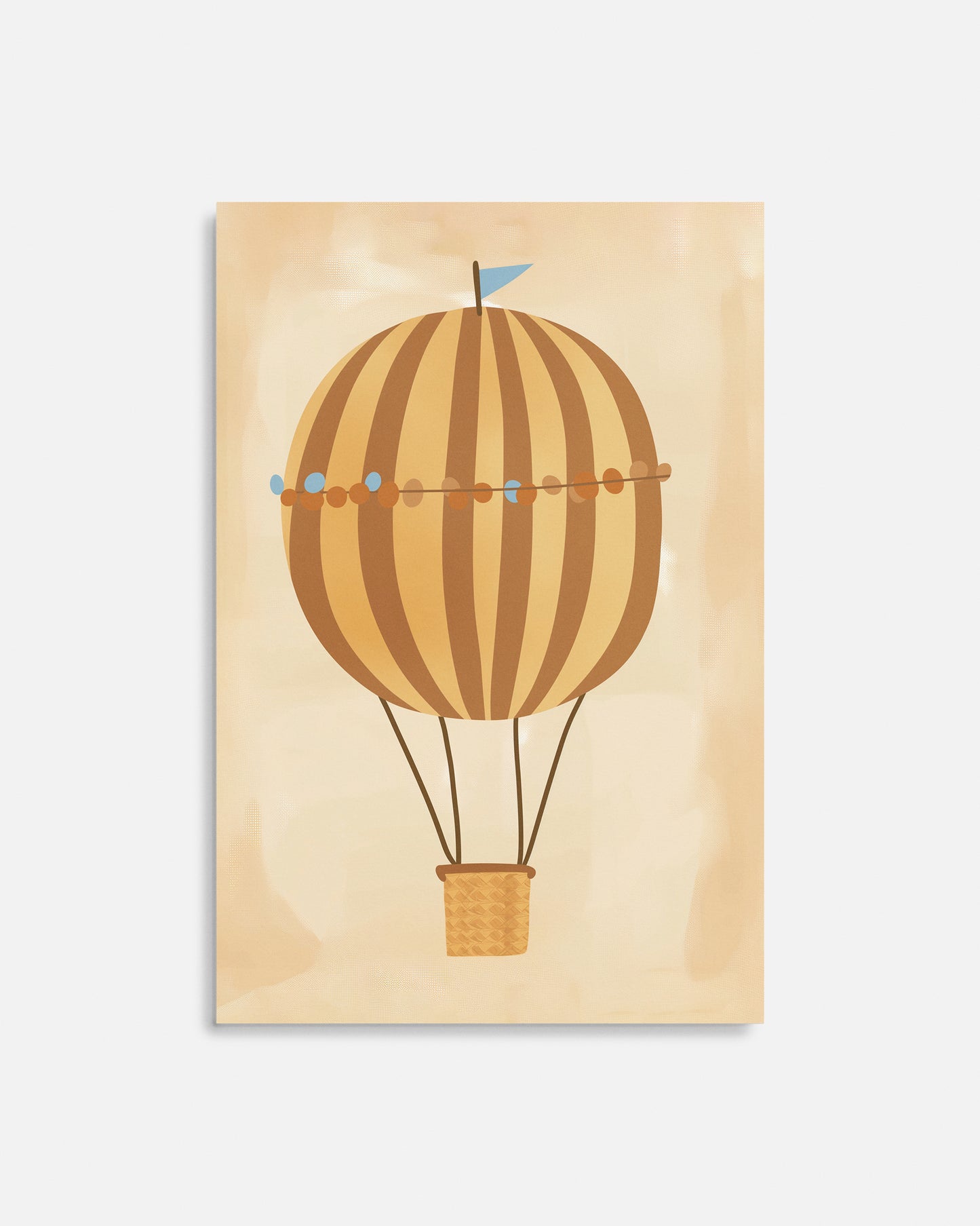 Cuadro infantil ilustrado de globo aerostático vintage