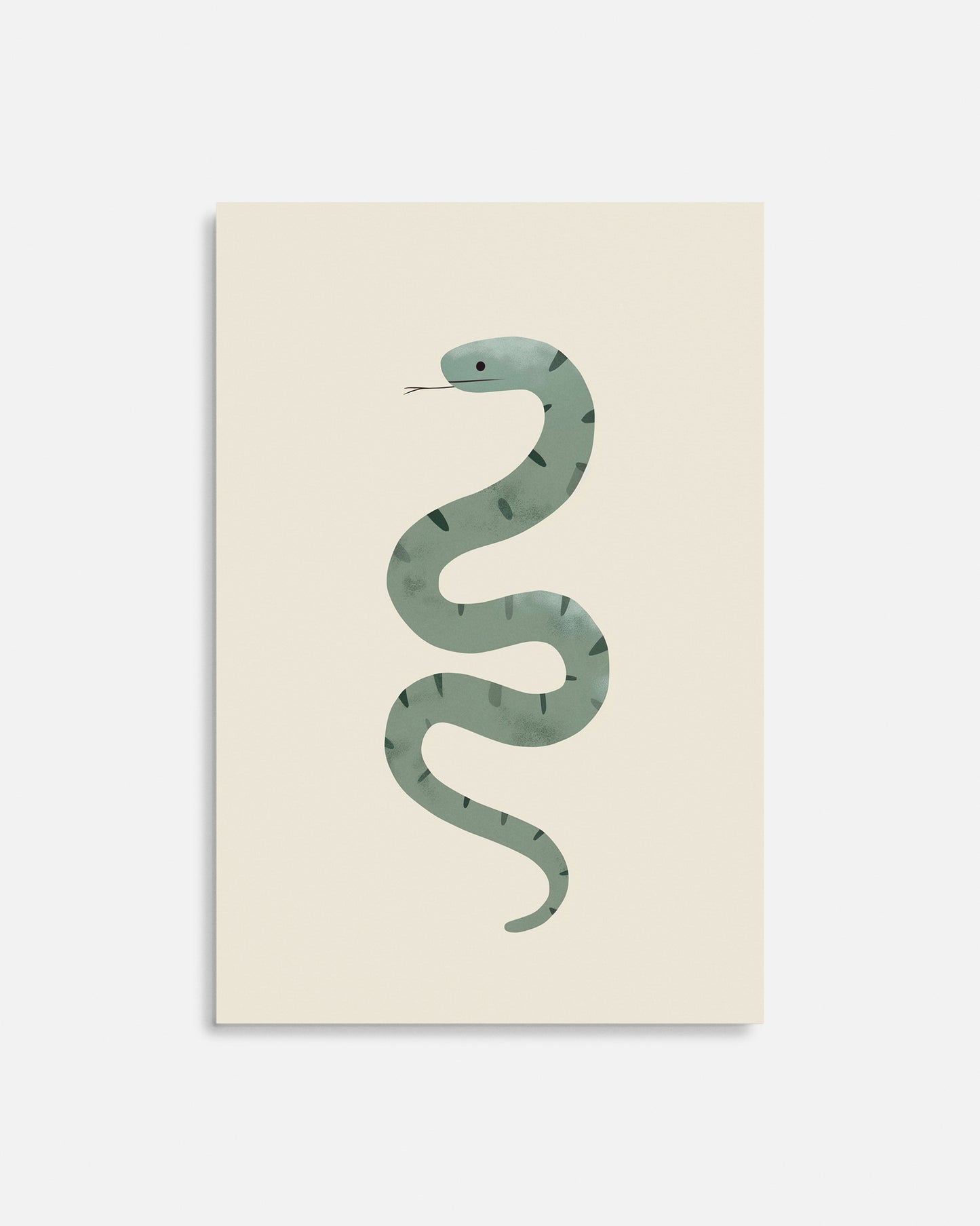 Cuadro infantil ilustrado de serpiente verde decorativa