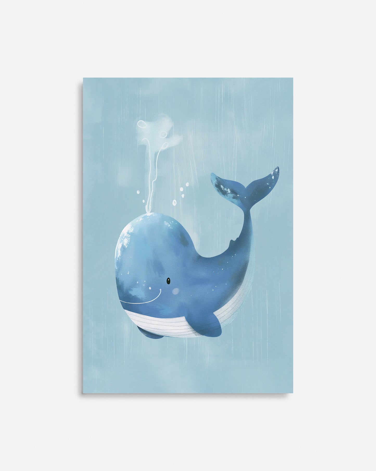 Cuadro infantil ilustrado de ballena azul sonriente