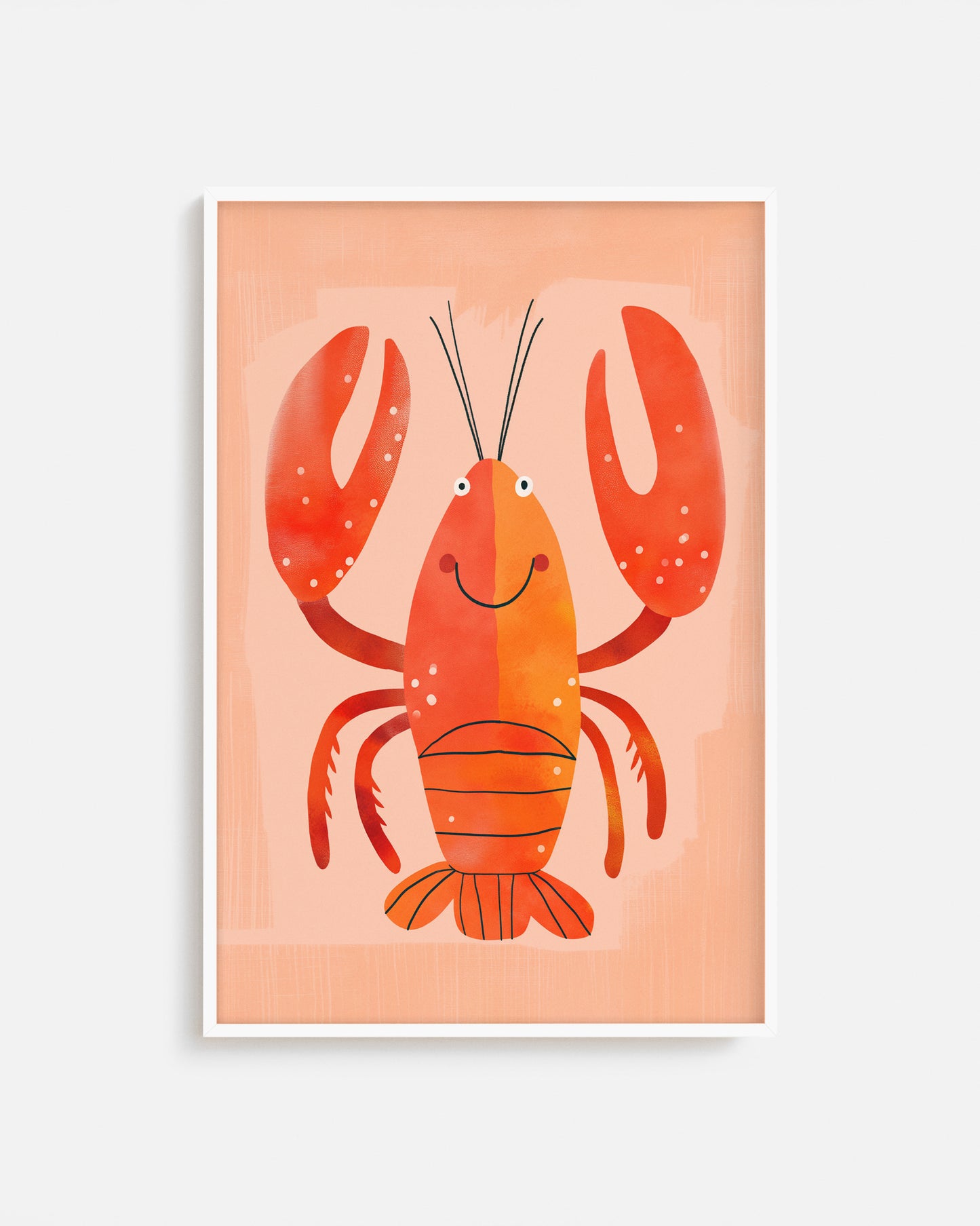 Cuadro infantil ilustrado de langosta roja decorativa
