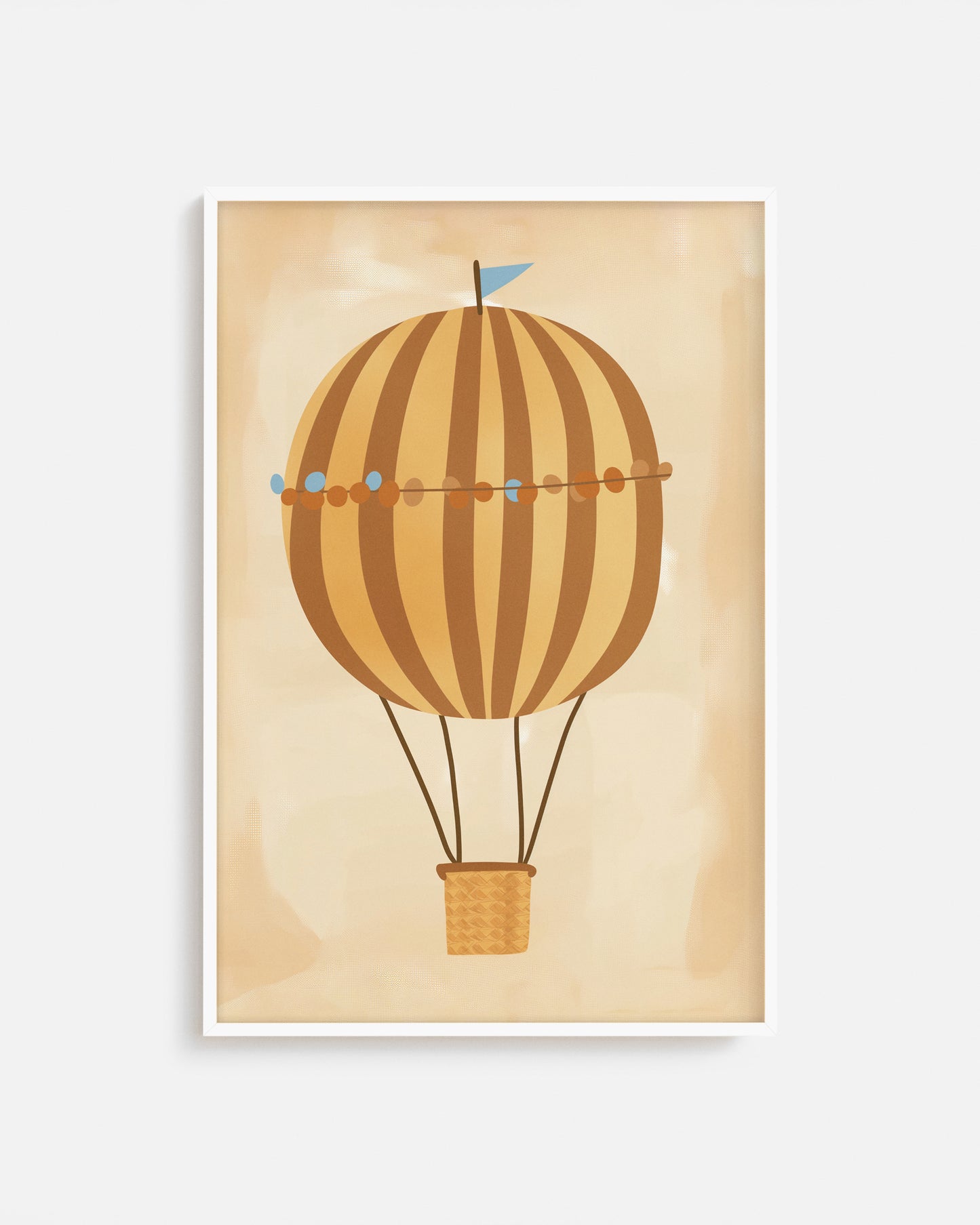 Cuadro infantil ilustrado de globo aerostático vintage
