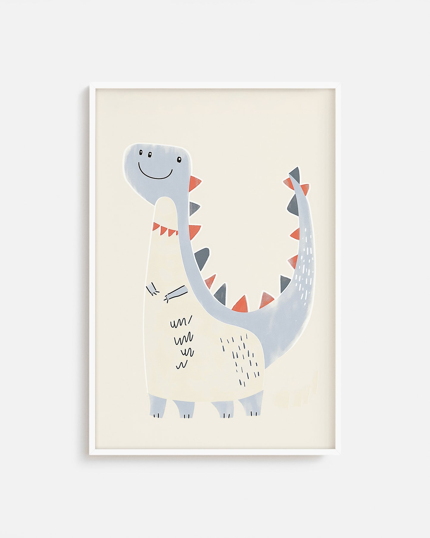 Ilustración infantil de dinosaurio azul sonriente