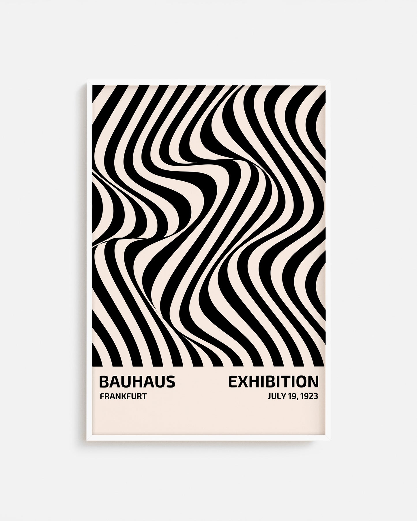 Cuadro Bauhaus con patrón de formas curvas negras repetidas
