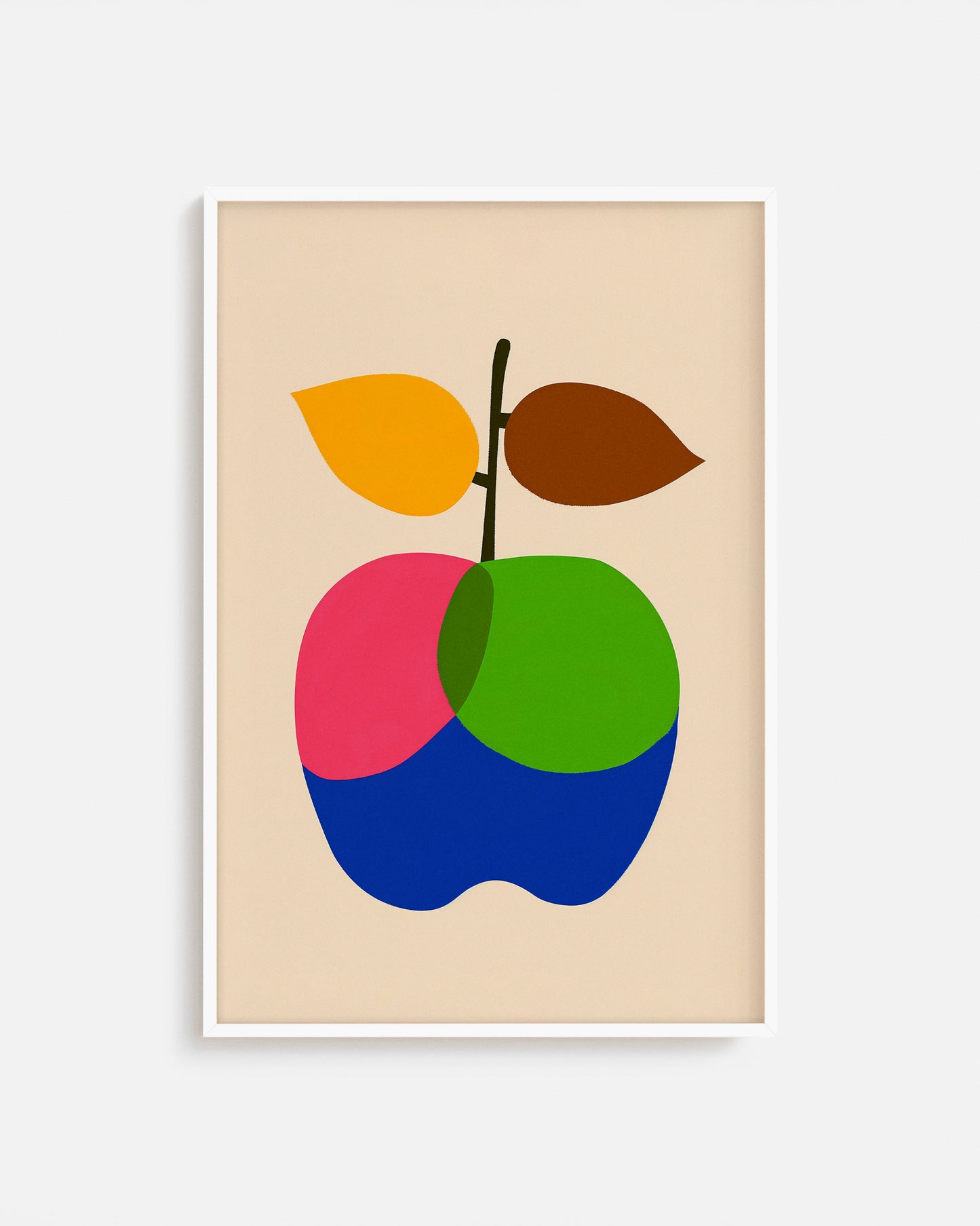 Cuadro infantil ilustrado de manzana multicolor