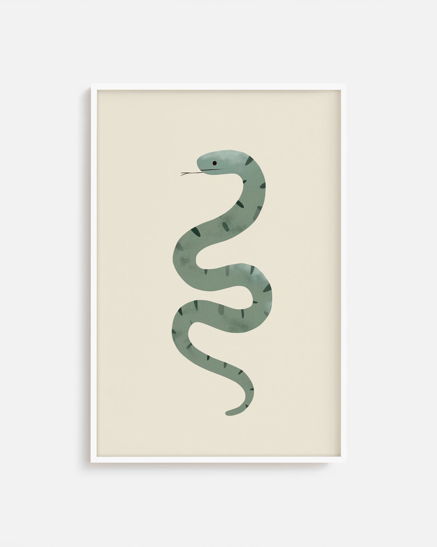 Cuadro infantil ilustrado de serpiente verde decorativa