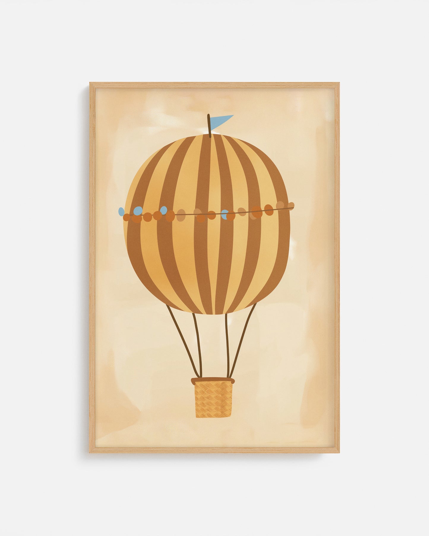 Cuadro infantil ilustrado de globo aerostático vintage