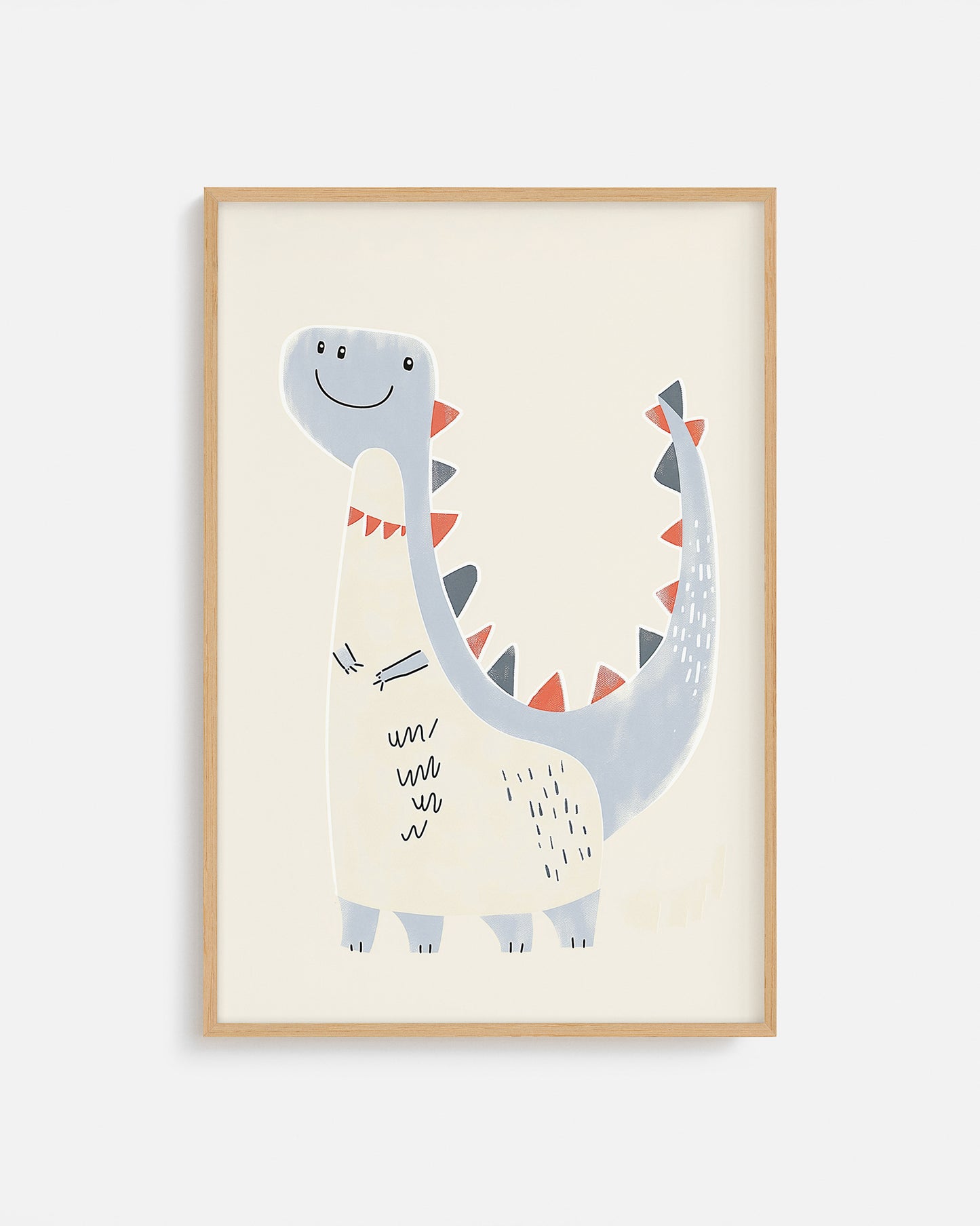Ilustración infantil de dinosaurio azul sonriente