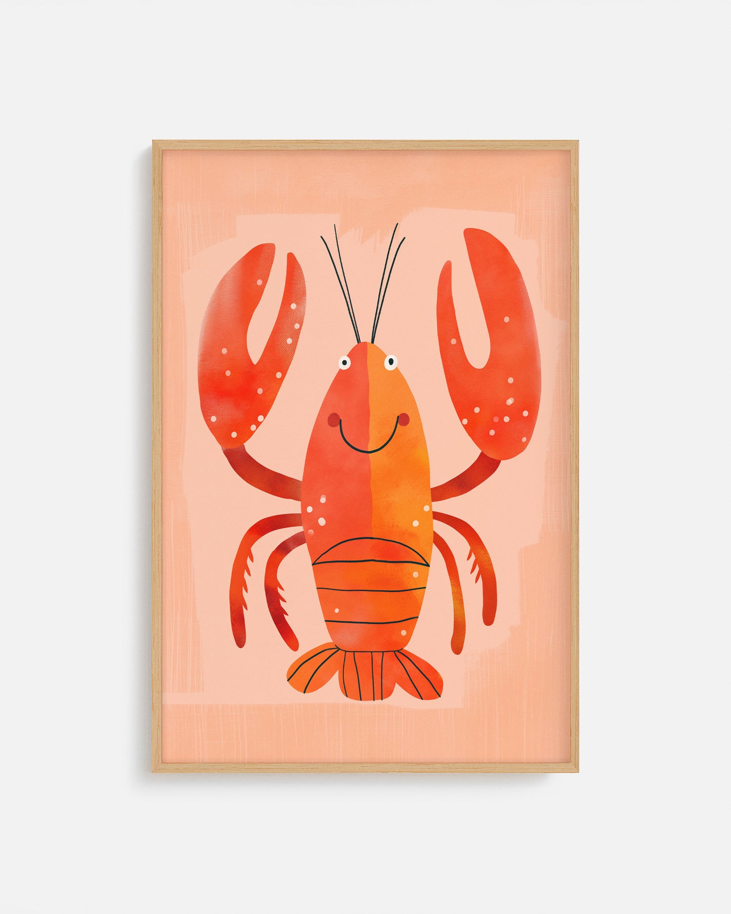 Cuadro infantil ilustrado de langosta roja decorativa