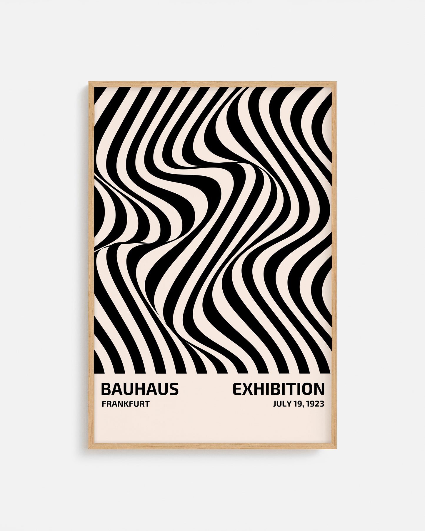 Cuadro Bauhaus con patrón de formas curvas negras repetidas