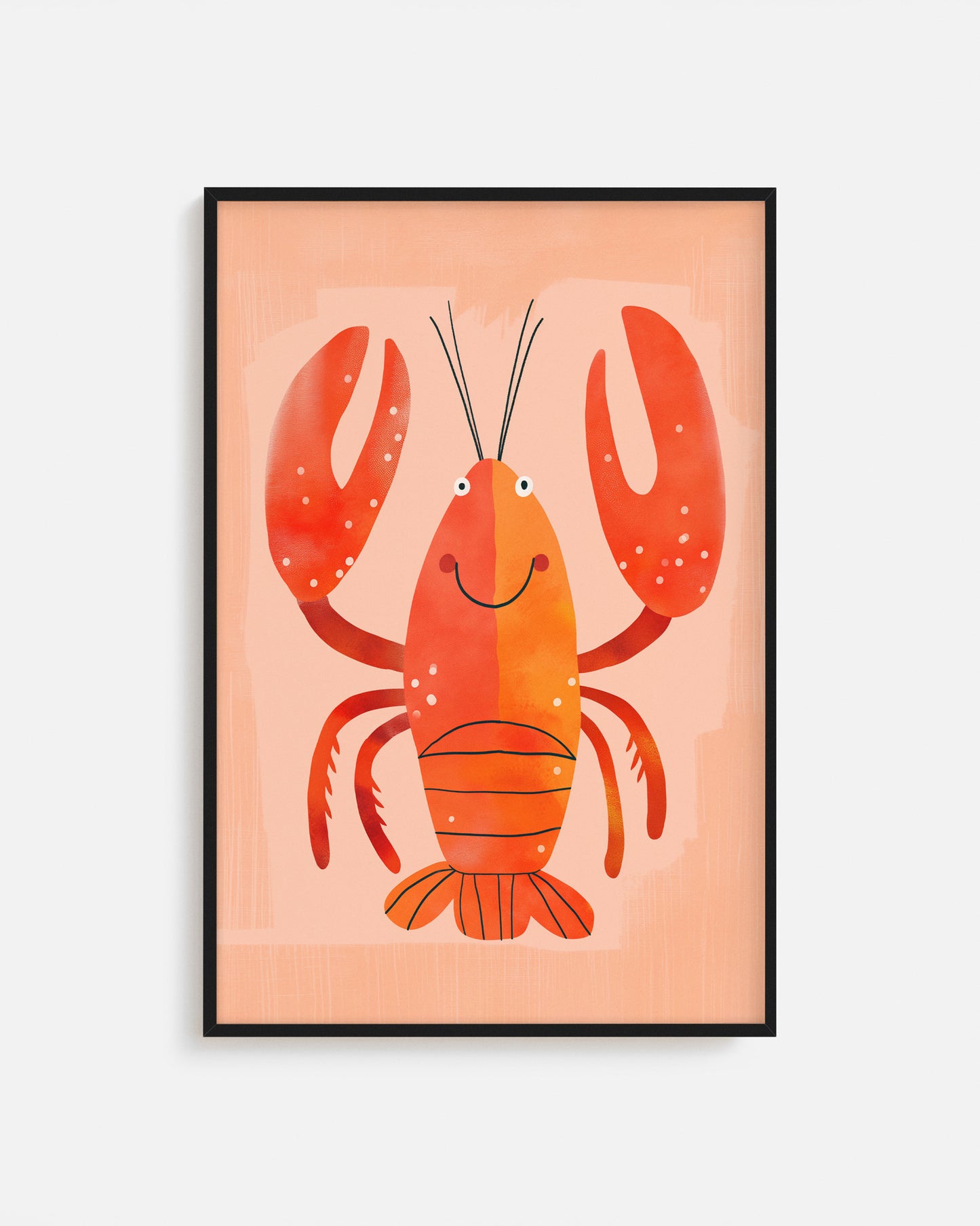Cuadro infantil ilustrado de langosta roja decorativa