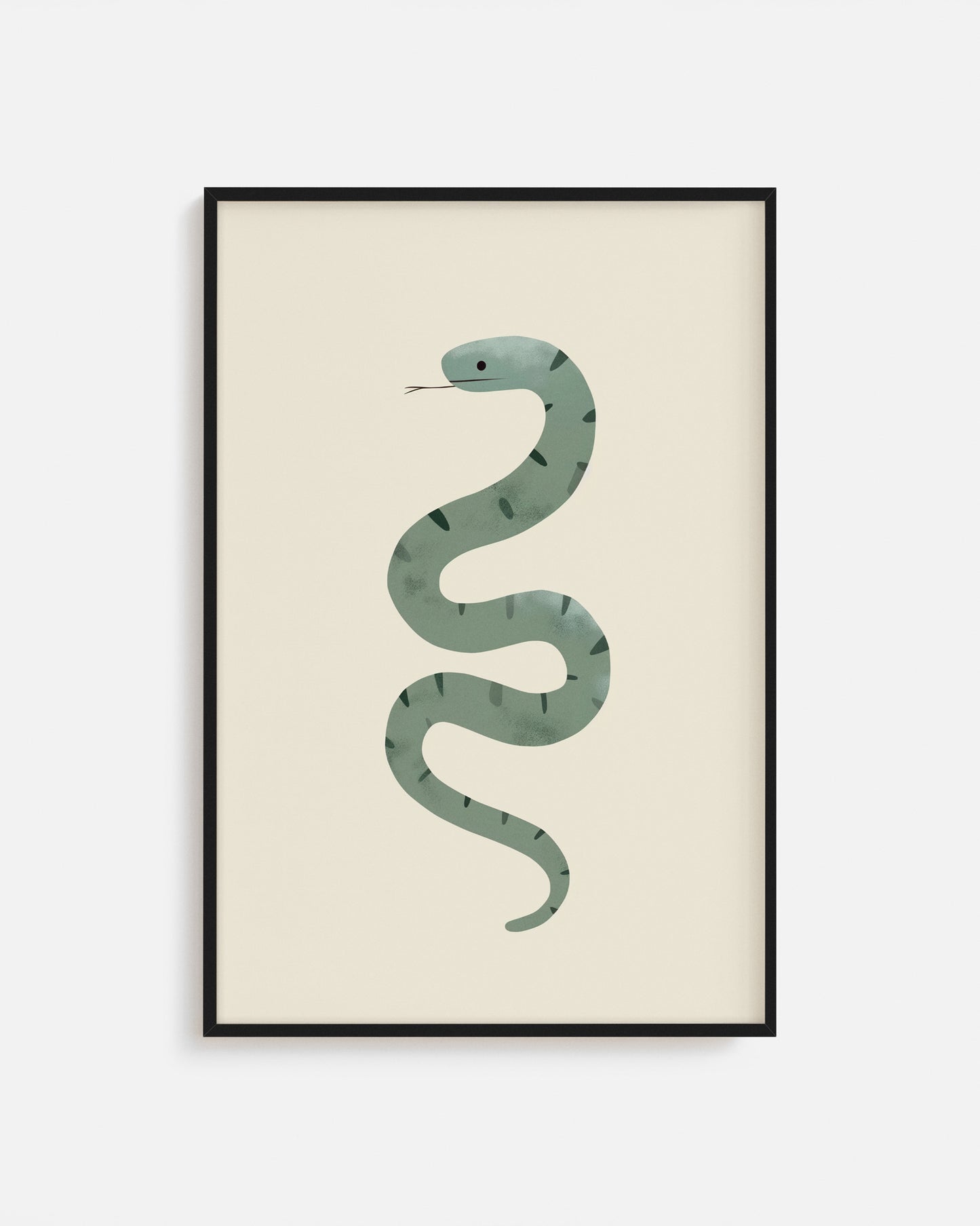 Cuadro infantil ilustrado de serpiente verde decorativa