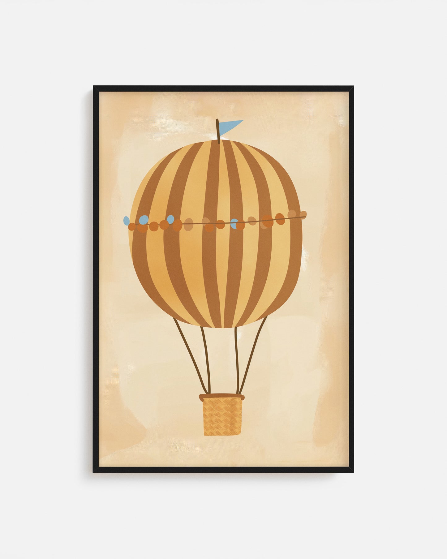 Cuadro infantil ilustrado de globo aerostático vintage