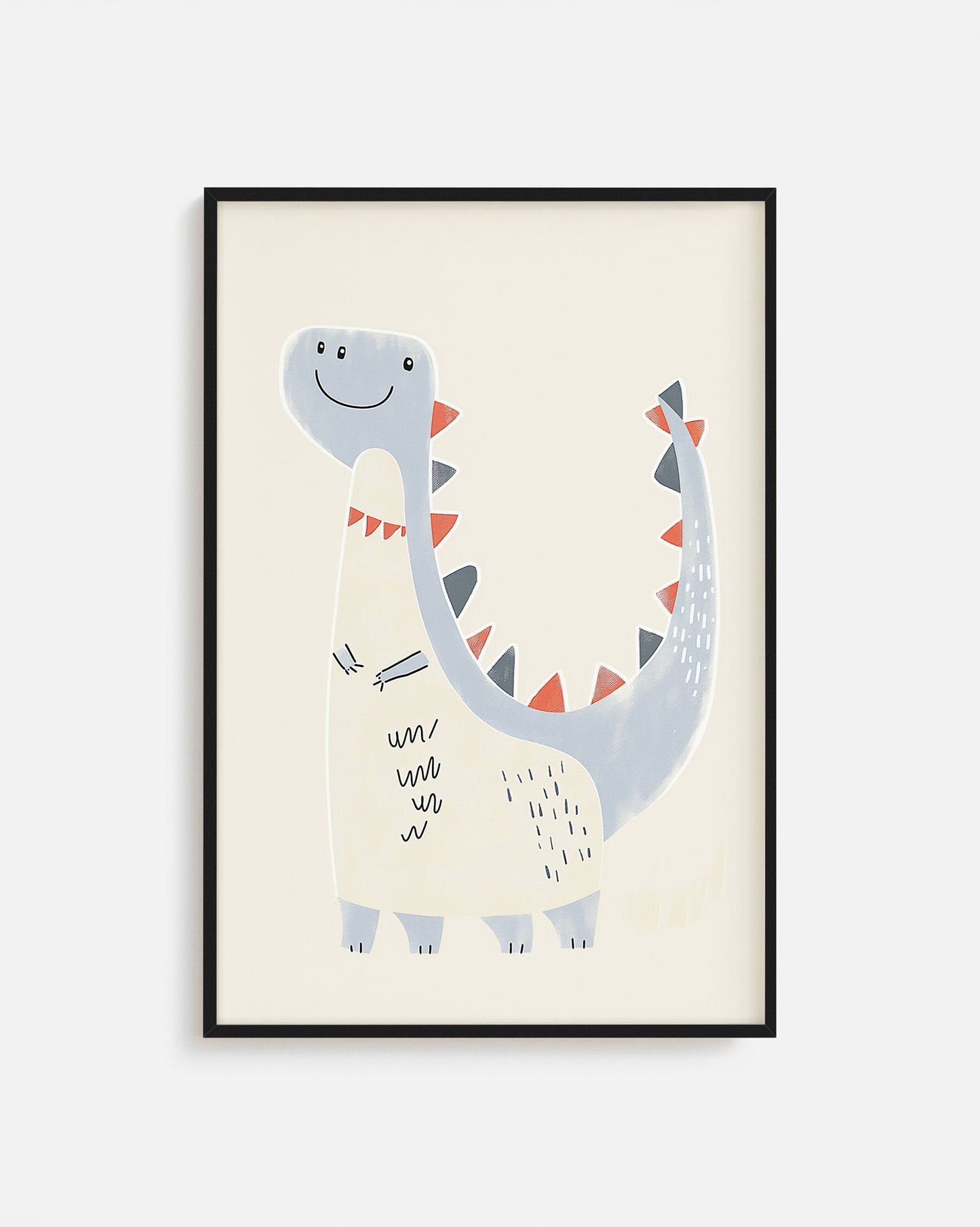Ilustración infantil de dinosaurio azul sonriente