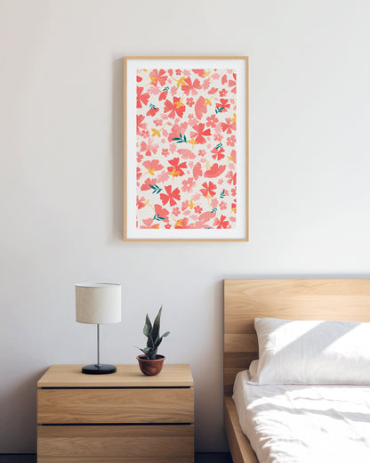 Diseño de Flores Impreso y Enmarcado