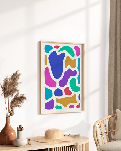 Diseño a color de arte abstracto, impreso y enmarcado