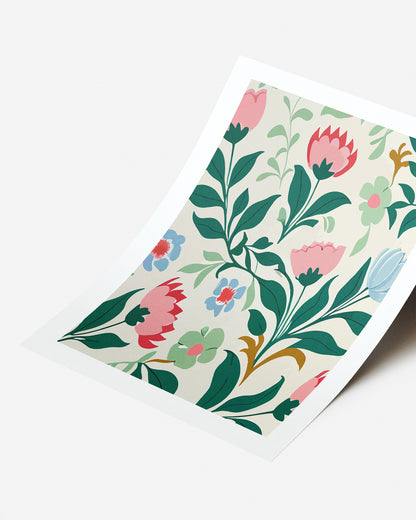 Lámina Diseño de Flores Impreso y Enmarcado