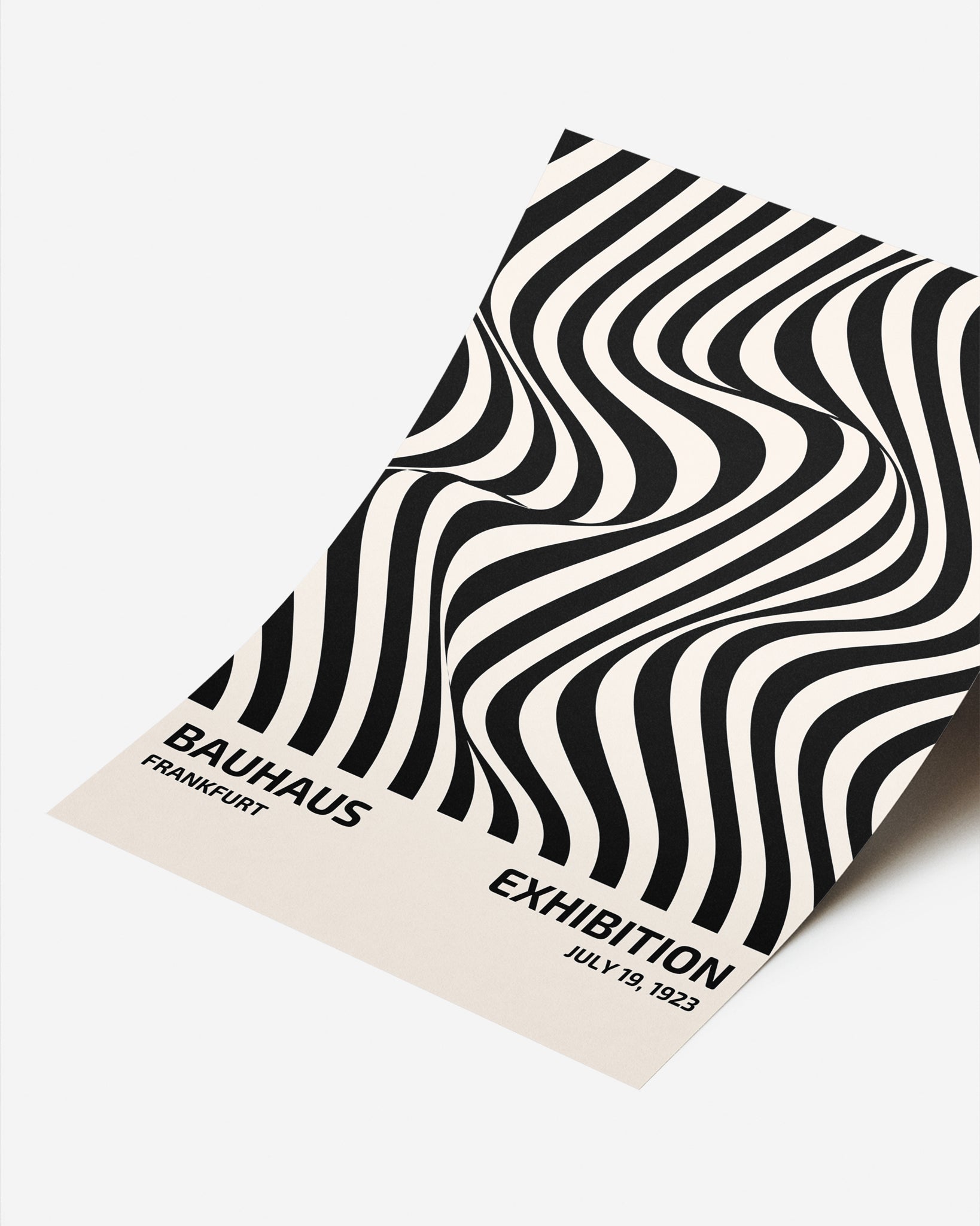 Cuadro Bauhaus con patrón de formas curvas negras repetidas