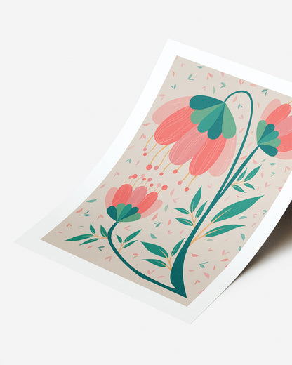 Decora tu dormitorio con la serenidad de esta lámina floral en acuarela.