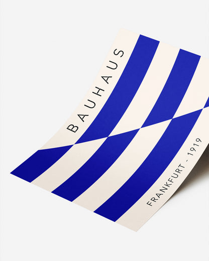 Cuadro Bauhaus con rayas azul cobalto y corte diagonal