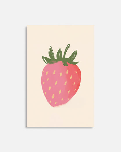 Cuadro infantil ilustrado de frutilla roja decorativa