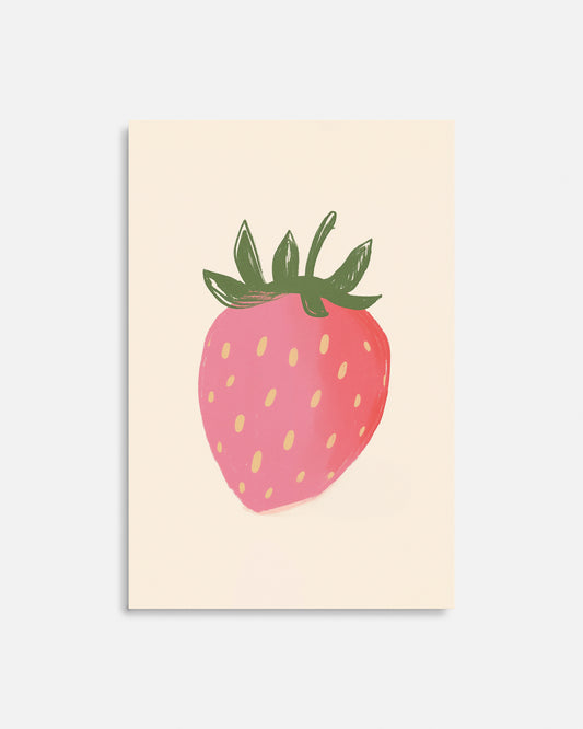Cuadro infantil ilustrado de frutilla roja decorativa