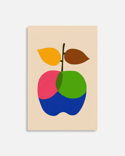 Cuadro infantil ilustrado de manzana multicolor