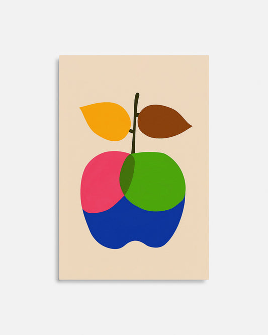Cuadro infantil ilustrado de manzana multicolor