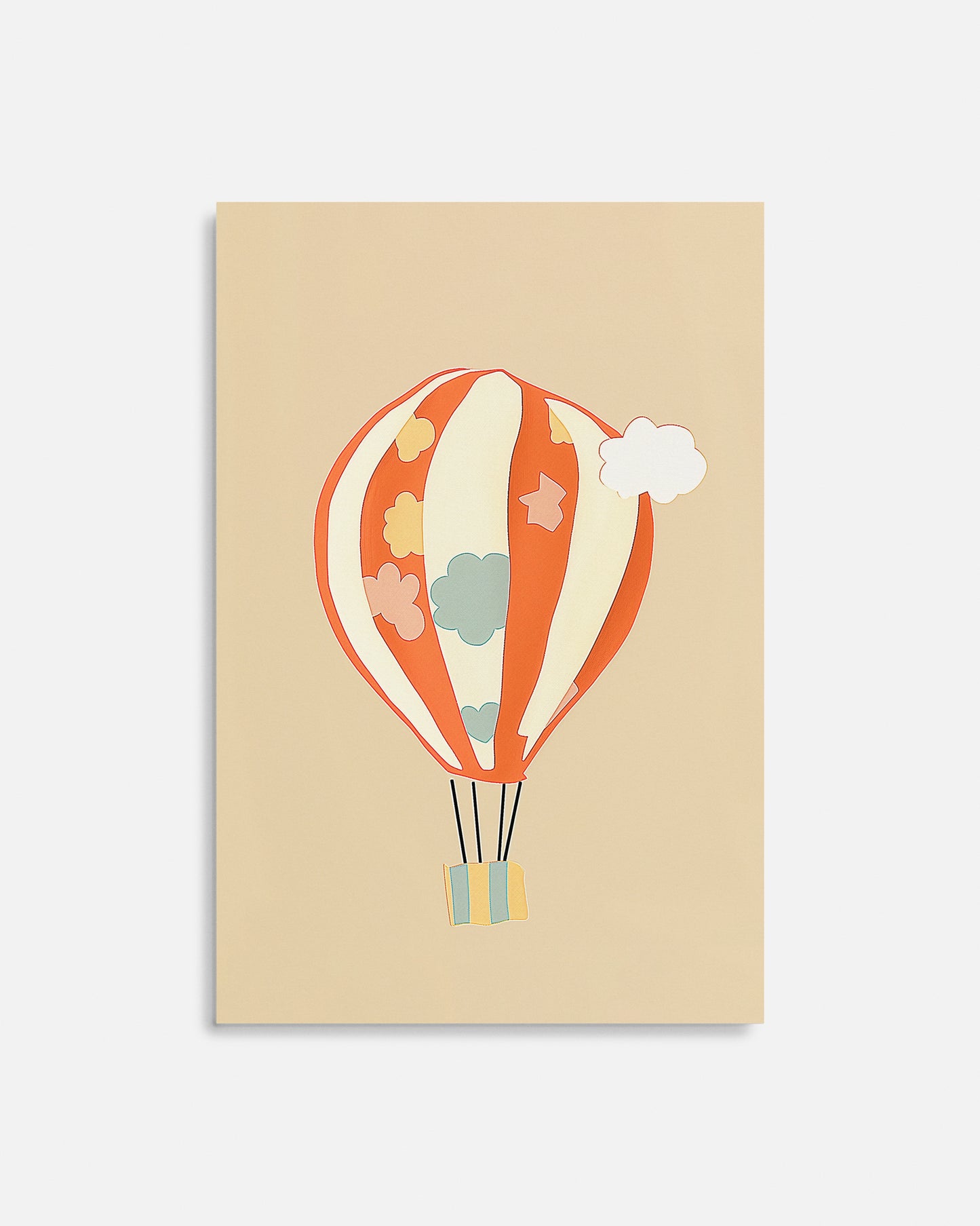 Cuadro infantil ilustrado de globo aerostático colorido