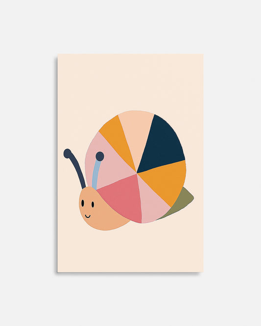 Ilustración infantil de caracol colorido simpático