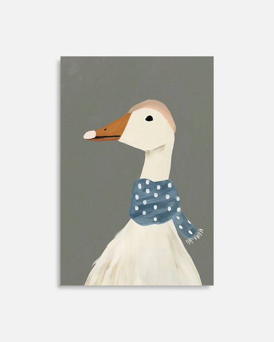 Cuadro infantil ilustrado de ganso con pañuelo azul