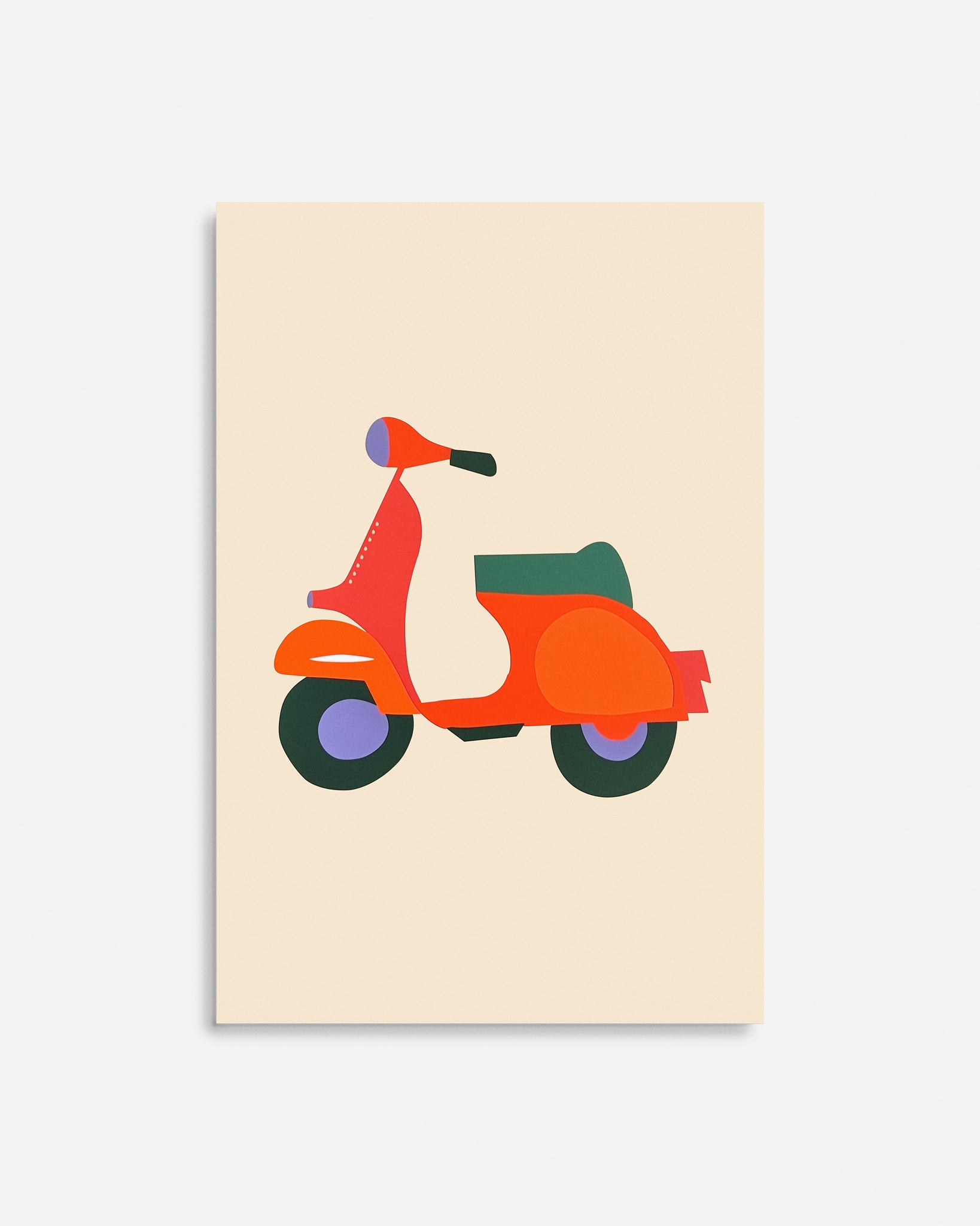 Cuadro infantil ilustrado de moto vintage naranja