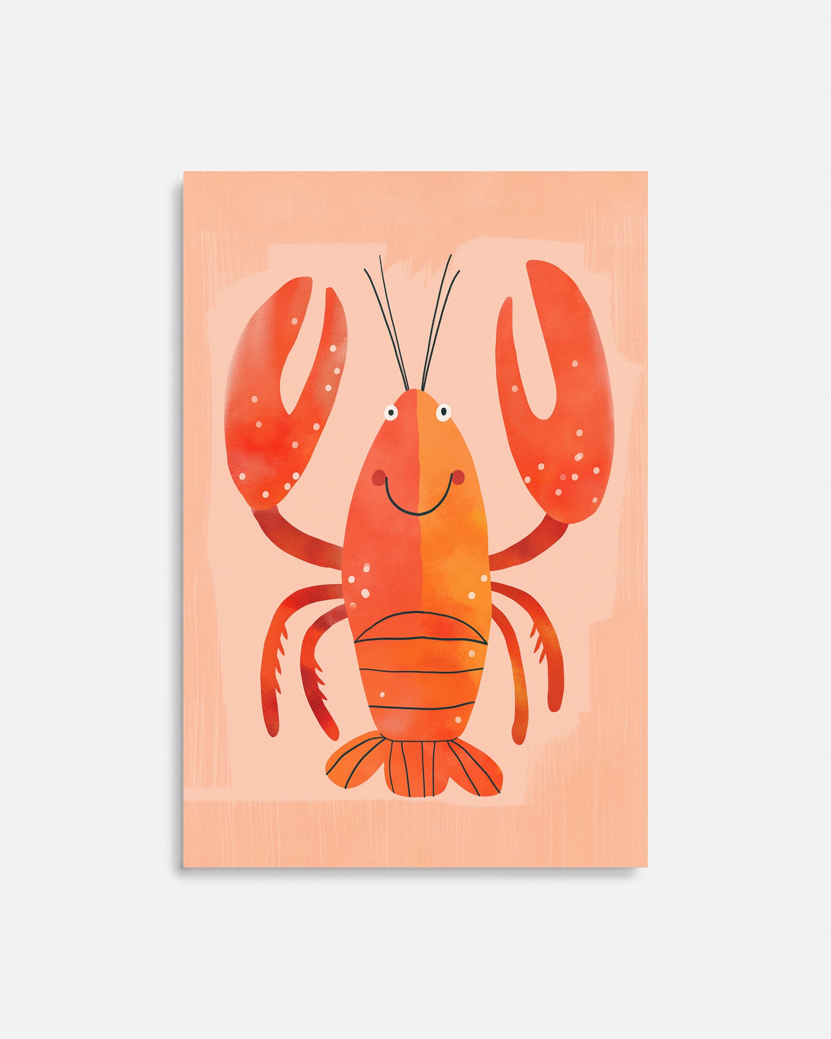 Cuadro infantil ilustrado de langosta roja decorativa