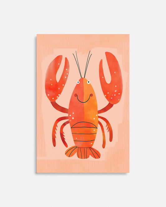 Cuadro infantil ilustrado de langosta roja decorativa