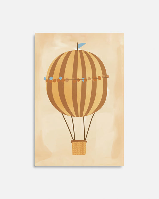 Cuadro infantil ilustrado de globo aerostático vintage