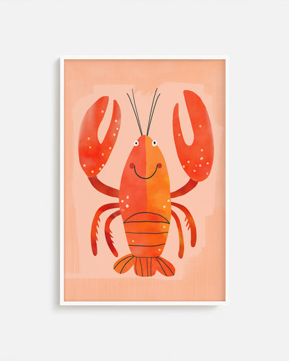 Cuadro infantil ilustrado de langosta roja decorativa