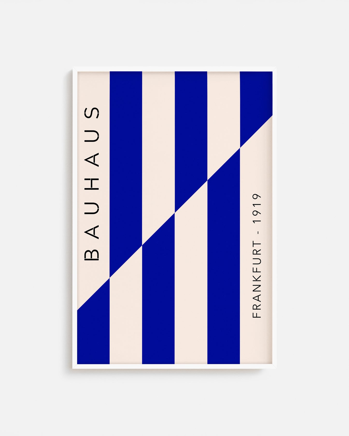 Cuadro Bauhaus con rayas azul cobalto y corte diagonal