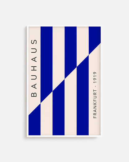 Cuadro Bauhaus con rayas azul cobalto y corte diagonal