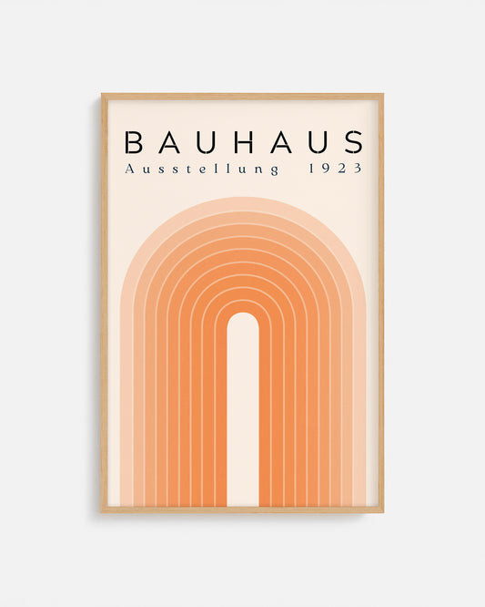 Cuadro Bauhaus con arco en degradé terracota
