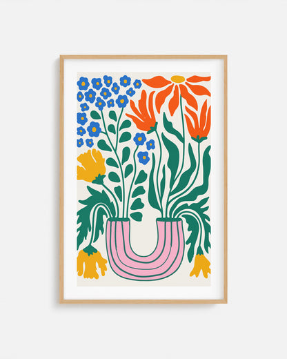 Lámina de Flores ilustrada&nbsp;en tendencia, impreso y enmarcado