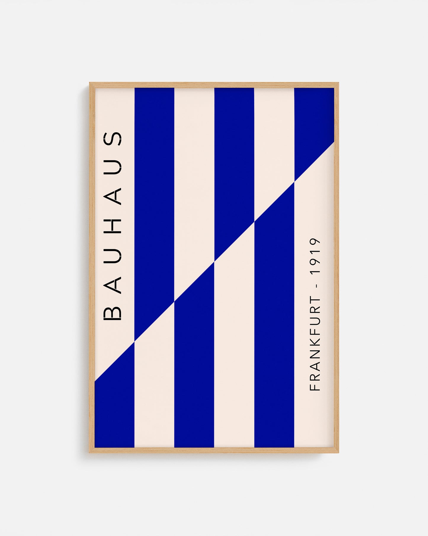Cuadro Bauhaus con rayas azul cobalto y corte diagonal