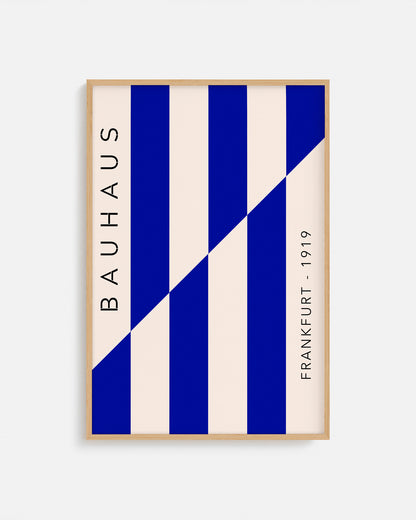 Cuadro Bauhaus con rayas azul cobalto y corte diagonal