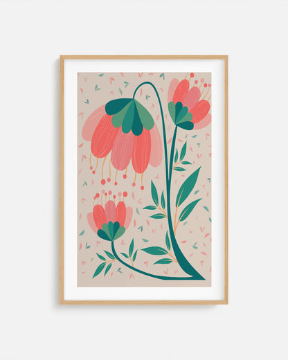 Decora tu dormitorio con la serenidad de esta lámina floral en acuarela.