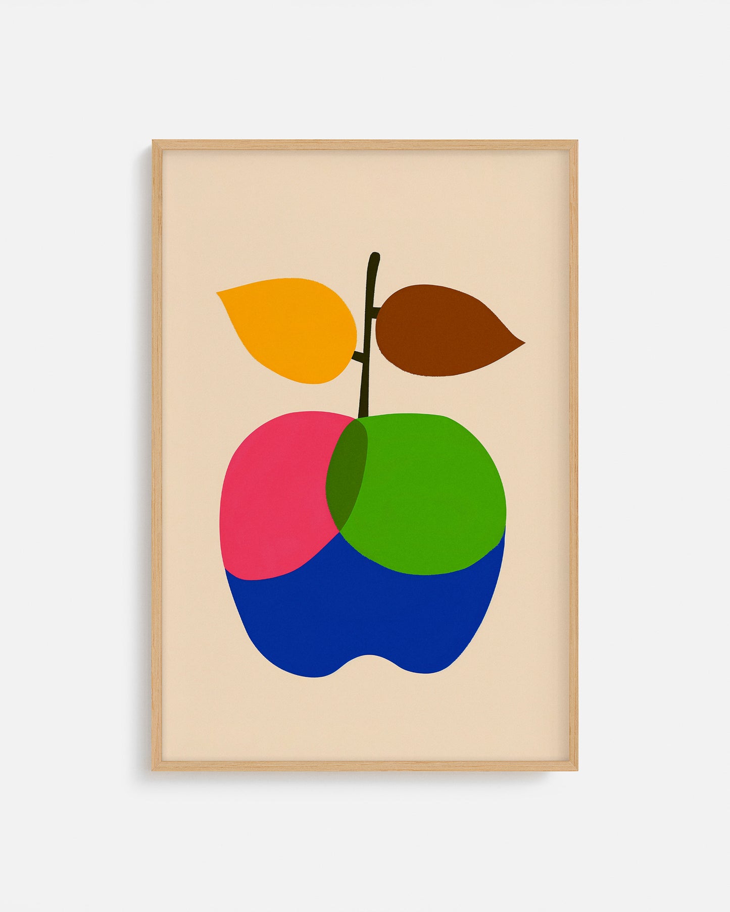 Cuadro infantil ilustrado de manzana multicolor