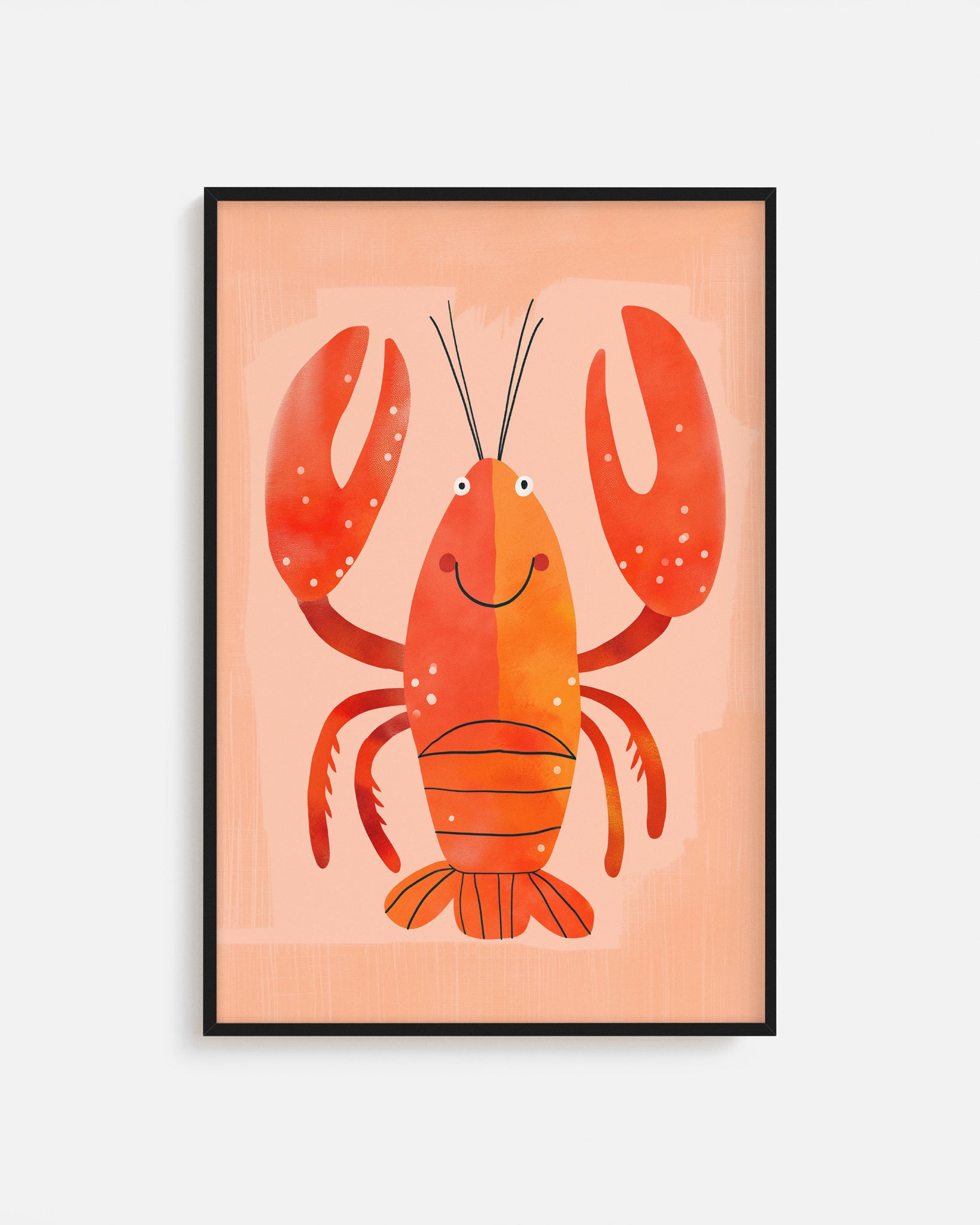Cuadro infantil ilustrado de langosta roja decorativa