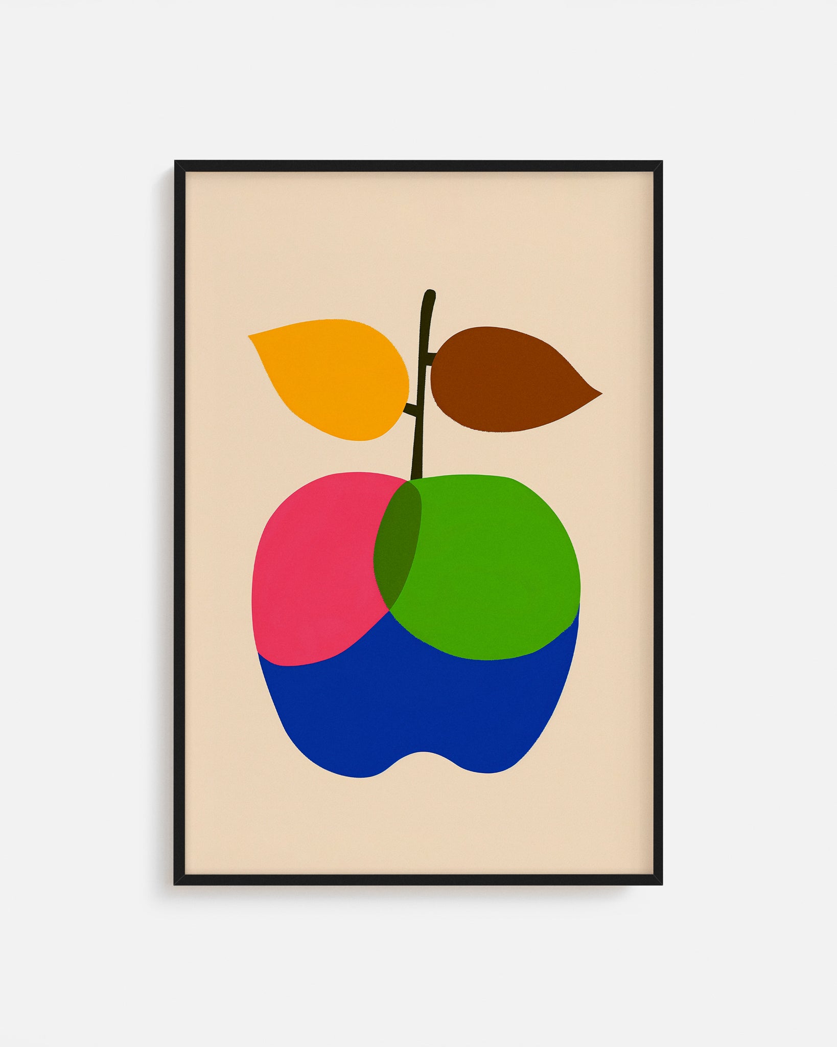 Cuadro infantil ilustrado de manzana multicolor