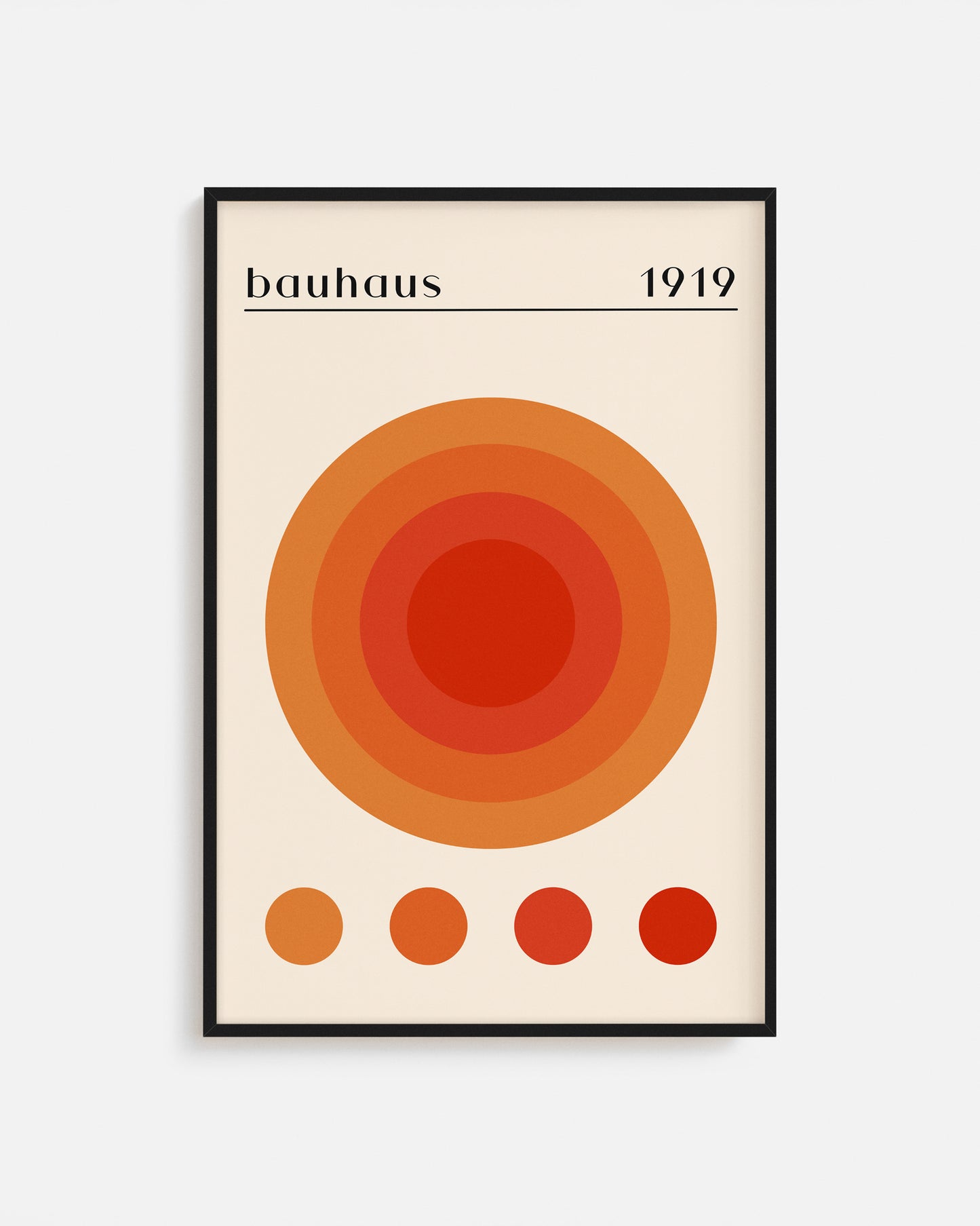 Cuadro Bauhaus con diseño geométrico  naranja y rojo sobre fondo beige